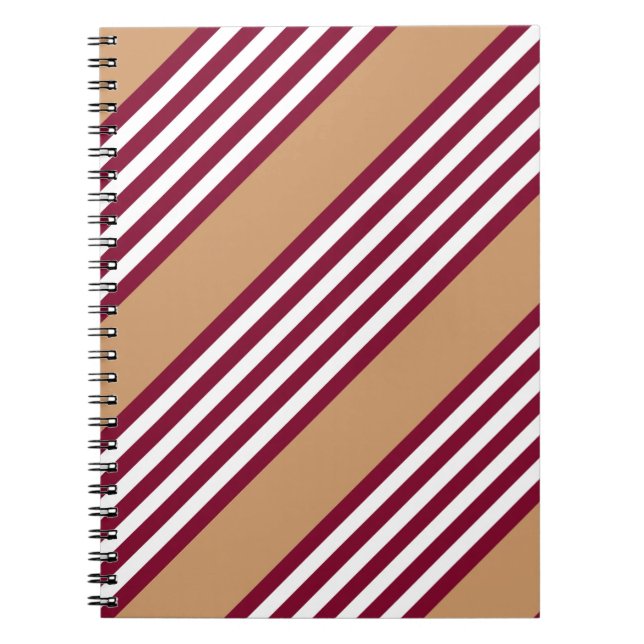 Burgundy red five stripes pattern notebook (Front)