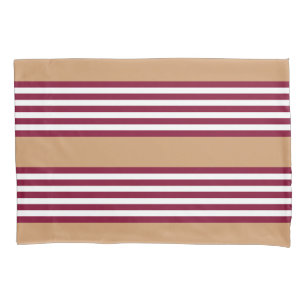 Burgundy red five stripes pattern pillowcase