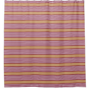 Burgundy red five stripes pattern shower curtain