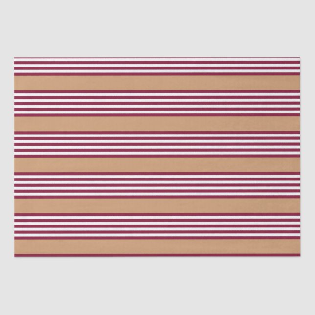 Burgundy red five stripes pattern tissue paper (Front)