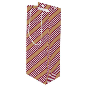 Burgundy red five stripes pattern wine gift bag