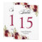 Burgundy Red Floral 5x7 Wedding Table Number