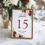 Burgundy Red Floral 5x7 Wedding Table Number<br><div class="desc">Burgundy Red Floral 5x7 Wedding Table Number Card. (1) Please customise this template one by one (e.g, from number 1 to xx) , and add each number card separately to your cart. (2) For further customisation, please click the "customise further" link and use our design tool to modify this template....</div>