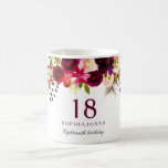 Burgundy Red Floral Boho 18th Birthday Gift Coffee Mug<br><div class="desc">Burgundy Red Floral Boho 18th Birthday Gift

Great gift idea or item to remember your special day

Use these cups for your party.</div>