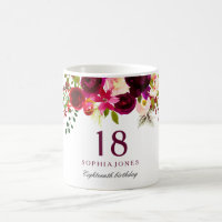 Burgundy Red Floral Boho 18th Birthday Gift