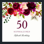 Burgundy Red Floral Boho 50th Birthday Party Poster<br><div class="desc">Burgundy Red Floral Boho 50th Birthday Party Poster

See matching collection in Niche and Nest Store</div>