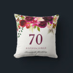 Burgundy Red Floral Boho 70th Birthday Gift Cushion<br><div class="desc">Burgundy Red Floral Boho 70th Birthday Gift

See our store for matching invitation and more gifts</div>