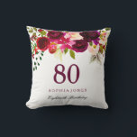 Burgundy Red Floral Boho 80th Birthday Gift Cushion<br><div class="desc">Burgundy Red Floral Boho 80th Birthday Gift

See our store for matching invitation and more gifts</div>