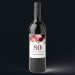 Burgundy Red Floral Boho 80th Birthday Party Wine Label<br><div class="desc">Burgundy Red Floral Boho 80th Birthday Party Wine Label

See our store for matching invitations and other party supplies for all birthdays.</div>