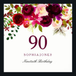 Burgundy Red Floral Boho 90th Birthday Party Poster<br><div class="desc">Burgundy Red Floral Boho 90th Birthday Party Poster

See matching collection in Niche and Nest Store</div>