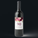 Burgundy Red Floral Boho 90th Birthday Party Wine Label<br><div class="desc">Burgundy Red Floral Boho 90th Birthday Party Wine Label

See our store for matching invitations and other party supplies for all birthdays.</div>