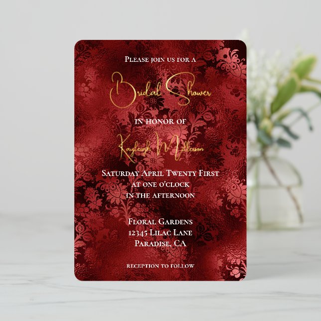 Burgundy Red Floral Bridal Shower (Standing Front)