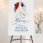 Burgundy Red Floral Bridal Shower Welcome Sign