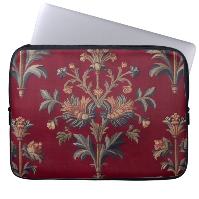 Burgundy red floral embroidery bag (Front)