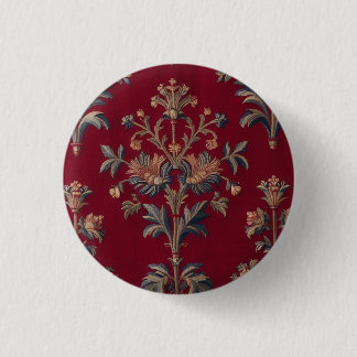 Burgundy red floral embroidery bag 3 cm round badge