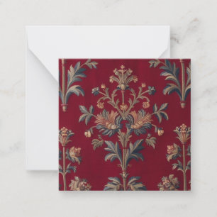 Burgundy red floral embroidery bag card