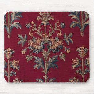 Burgundy red floral embroidery bag mouse mat