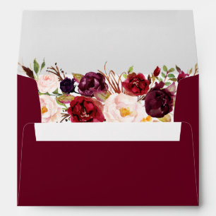 Burgundy Red Floral Fall Envelope