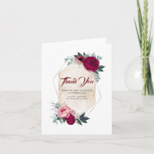 Burgundy Red Floral Fall Wedding Thank You