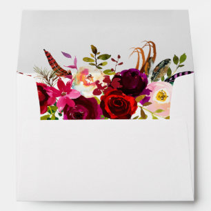 Burgundy Red Floral Flowers Fall Envelope