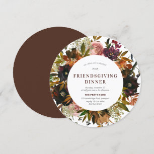 Burgundy Red Floral Friendsgiving Modern Invitation