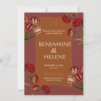 Burgundy Red Floral Invitation