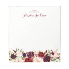 Burgundy Red Floral Personalised Social Stationery
