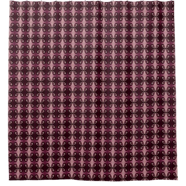 Burgundy Red Floral Petal Digital Pattern Shower Curtain (Front)