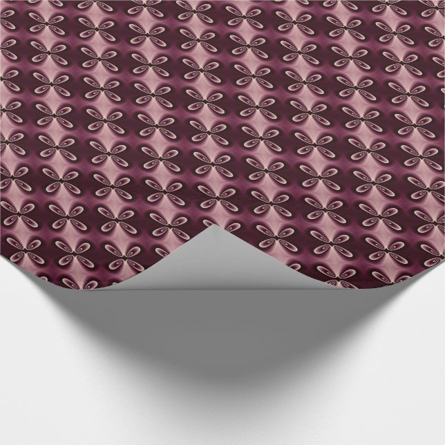 Burgundy Red Floral Petal Digital Pattern Wrapping Paper (Corner)