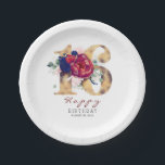 Burgundy Red Floral Typography 16th Birthday Paper Plate<br><div class="desc">Burgundy red flowers gold glitter numbers birthday paper plates</div>