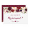 Burgundy Red Floral Will You Be My Bridesmaid