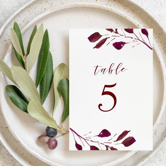 Burgundy Red Foliage Wedding Table Number (Creator Uploaded)