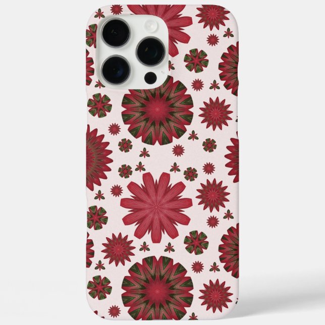 Burgundy Red Geometric Floral Phone Case (Back)