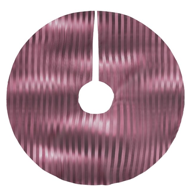Burgundy Red Glam Stripes Christmas Brushed Polyester Tree Skirt (Front)