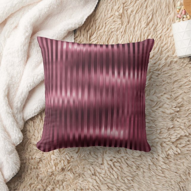 Burgundy Red Glam Stripes Cushion (Blanket)