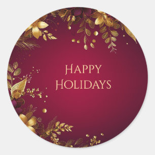 Burgundy Red Gold Flowers Sticker