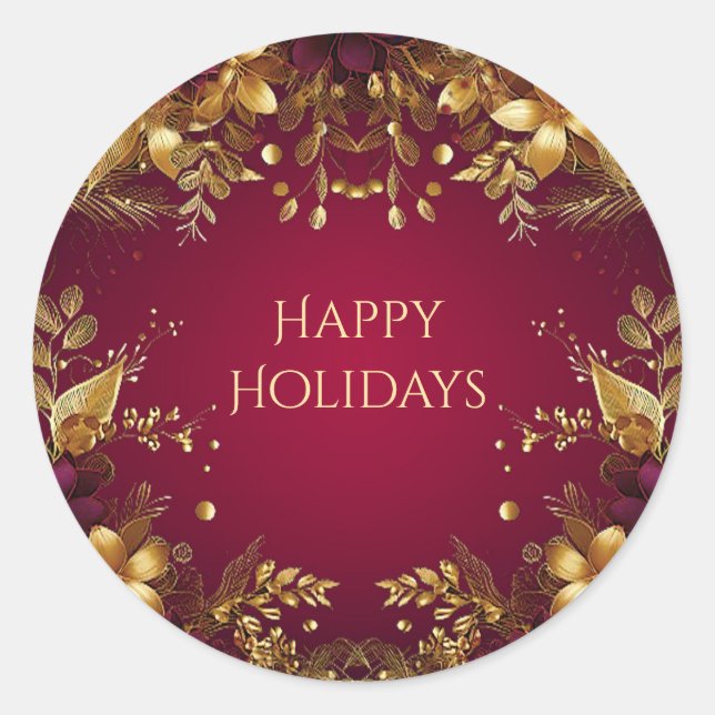 Burgundy Red Gold Flowers Sticker (Front)