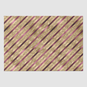 Burgundy Red Gold Glitter Stripes   Tissue Paper