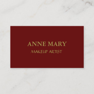 Burgundy Red Gold Makeup Artist Minimal Modern Business Card
