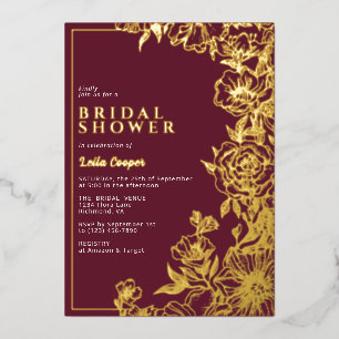 Burgundy Red + Gold   Ornate Maroon Bridal Shower