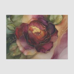 Burgundy Red Gold Rose Floral Bridal Shower Tissue Paper