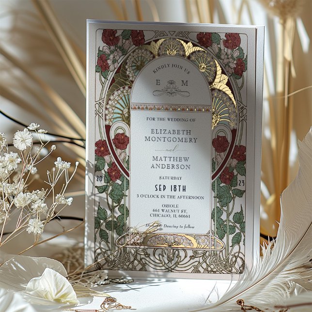 Burgundy Red Gold Wedding Art Nouveau Vintage (Creator Uploaded)