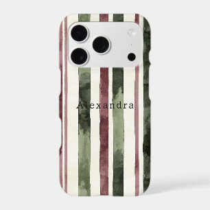 Burgundy Red Green Cream Stripes