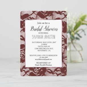 Burgundy Red Lace Floral Bridal Shower Invitation