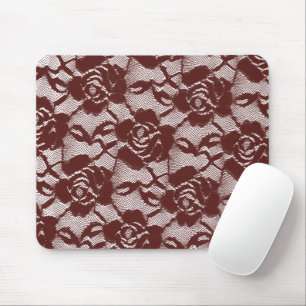 Burgundy Red Lace Floral Mouse Mat
