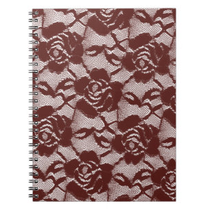 Burgundy Red Lace Floral Notebook