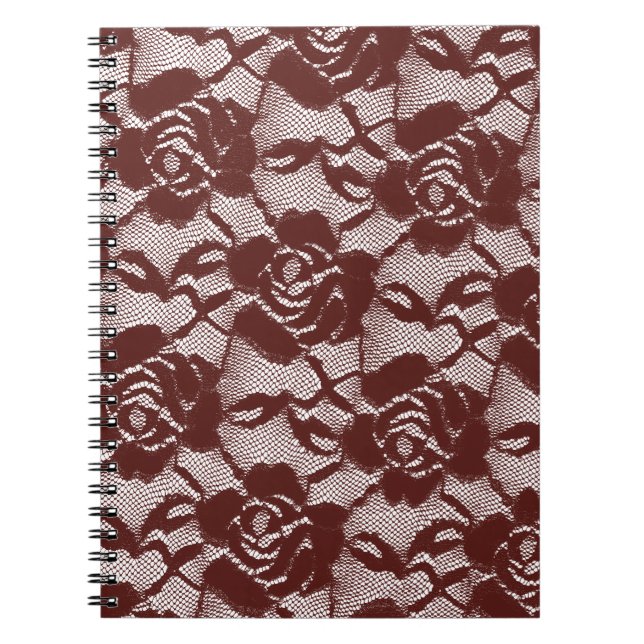 Burgundy Red Lace Floral Notebook (Front)