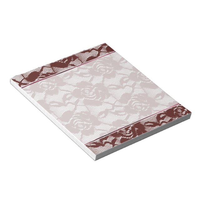 Burgundy Red Lace Floral Notepad (Angled)