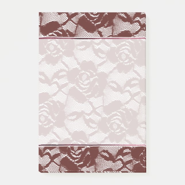 Burgundy Red Lace Floral Post-it Notes (Front)
