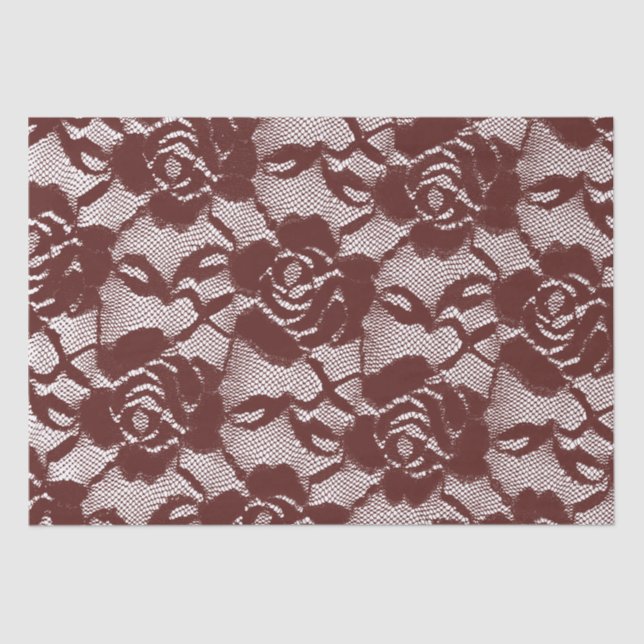Burgundy Red Lace Floral Tissue Paper (Front)